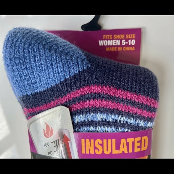 NEW Polar Extreme Insulated Thermal Socks Women SHOE SIZE 5-10 BLUE PINK KNIT - Picture 7 of 9